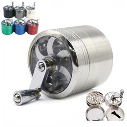 Zinc Alloy Hand Crank 55mm/63mm 4-layer Metal Dry Herb Tobacco Grinder Metal Handle for Tobacco Herb Grinder