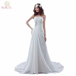 100% Real Images Gowns Wedding Dresses Western White / Ivory Beaded Wedding Dresses Pleat Strapless A-line Stock Bridal Gowns