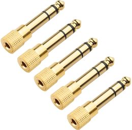 6 35mm 1 4 inch male to 3 5mm 1 8 inch female headphone jack plug gold plated 5 pack