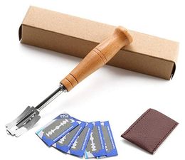 Bread Lame Set Hand Crafted Bread Lame Included 5 Blades and Leather Protective Cover - Best Dough Scoring Tool DHA405