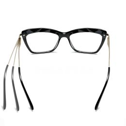 New Arrival Modern Crystal Design Uneven Cat-Eye Style Thick Frame With Full Metal Temples Beautiful Women Optical Glasses