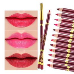 12 Colors Matte Lip Liner pen use with lipstick Long Lasting Pigments Waterproof Lip Pencil