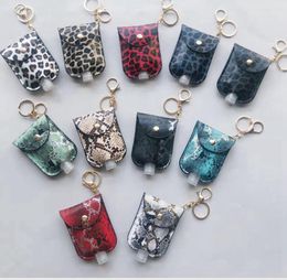 Leopard Sanitizer Bottle Bags Keychain With 30ML Empty Bottle Hand Sanitizer Holder PU Leather Perfume Bottle Cover Party Favour DDA545