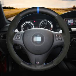 Black Suede Leather Car Steering Wheel Cover for BMW M Sport M3 E90 E91 E92 E93 E87 E81 E82 E88