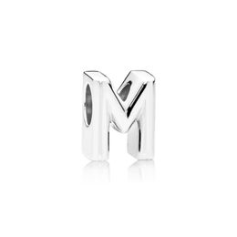 NEW 100% 925 Sterling Silver Original 797467 LETTER M CHARM Beaded Simple Fashion Women's Jewellery Suitable DIY Bracelet Gifts