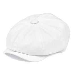 BOTVELA White Twill Cotton Newsboy Cap for Men Women Classic Cabbies Driver Apple Caps Gatsby Flat Hat Baker Boy Headpiece 003 T200911