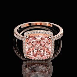 Wong Rain 925 Sterling Silver Band Rings Created Moissanite Morganite Gemstone Wedding Engagement Ring Fine Jewellery Wholesale