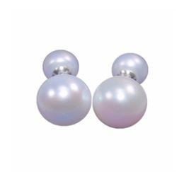Stud Real S925 Sterling Silver Luxuriou Super Big 11-12mm Natural Pearl Fashion Double Earrings For Women