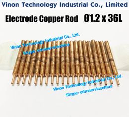 (10PCS PACK) EDM Electrode Copper Rod d=1.2mm, Shank D6.0mm, Shank 30Lmm, Overall length 36Lmm. Copper Rod for Electro-Discharge Machining