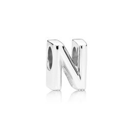 NEW 100% 925 Sterling Silver Original 797468 LETTER N CHARM Beaded Simple Fashion Women's Jewellery Suitable DIY Bracelet Gifts