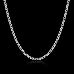 Chains Women's 2mm Side Chain 925 Sterling Silver 16 18 20 22 24 Short Long Fit Charms Necklaces Co319a