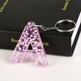 1PC KEYRING 26 English word English Letter Keychain glitter resin A TO Q handbag charms for woman1239D