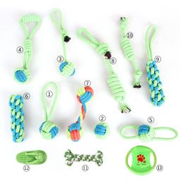 Pets dog Cotton Chews Knot Toys Colourful Durable Braided Bone Rope Combination Suit Funny cat231P