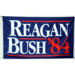 Reagan Bush 84 Campaign Blue Flag , 100D Polyester with Brass Grommets 100% Polyester Fabric