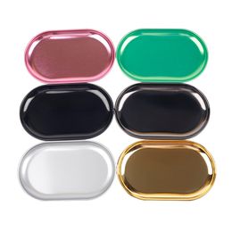 Cool Mini Colourful Portable Metal Dry Herb Tobacco Show Display Tray Storage Scroll Rolling Roller Cigarette Smoking Holder Grinder Tool