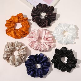 Oversized Hair Scrunchies Women Satin Scrunchie Bight Colour Elastic Hair Bands Girl Headwear Donut Grip Loop Big Ponytail Holder