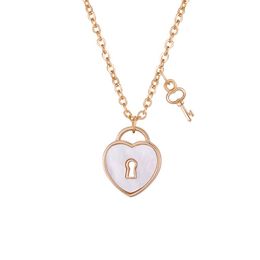 Lovely cute shell heart diamond key pendant short choker necklace for women girls fashion designer rose gold silver