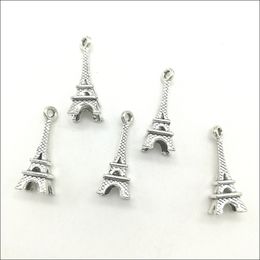 Lot 100pcs Mini Eiffel Tower Tibetan Silver Charms Pendants for jewelry making Earring Necklace Bracelet Key chain accessories 22*8mm DH0075