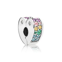 NEW 100% 925 Sterling Silver 1:1 Genuine Gem 797020NRPMX RAINBOW ARCS OF LOVE SPACER CLIP Fit DIY Bracelet Original Women Gift