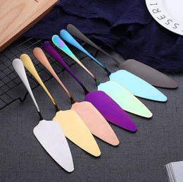 High Quality Colourful Stainless Steel Cake Shovel With Serrated Edge Server Blade Cutter Pie Pizza Shovel Cake Spatula Baking Tools SN4679