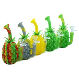 Pineapple 9.6 Inch water pipe Dab rig glass rig Silicone bong portable hookah unbreakable silicone and glass