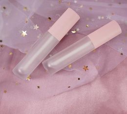 Frosted Pink Round Lip Gloss Tint Plastic Tubes DIY Empty Makeup Big Lipgloss Liquid Lipstick Case Beauty Packaging SN4688