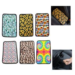 News Sunflower Leopard Pattern Neoprene Car Armrest Cover Pad Universal Fit Soft Comfort Vehicle Centre Console Armrest Cushion Holder