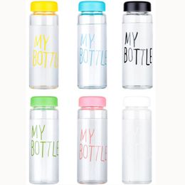 500 ML Creative Lemon Water Bottle Portable Clear Frosted Glass Bottle Sports Bicycle Travel Fruit Juice Water Cup Drinkware HHB1683