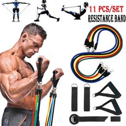 11 Pcs/set Resistance Bands Set Yoga Exercise Rubber Bands Fitness Gum Elastic Band Fitness Equipment For Home Gym Workout Expander Y200506