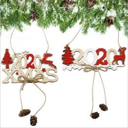 Christmas Tree Ornament Party Letter Twine Wooden Sign Pendant Xmas Wooden Decorations Creative Christmas Tree Decoration Supplies LSK1271