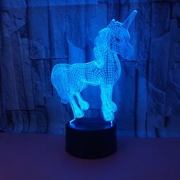New 3D led lights Colourful Touch Remote Control 3D LED Night Light Touch Colourful Unicorn 3D Small Table Lamp