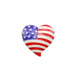 100PCS/Lot Metal USA Flag Patriotic Heart Shape Brooches Stars and Stripes Bead Enamel Plated Silver Plated Jewelry Fashion Charms Brooch pins
