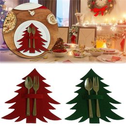 Ножевые сумка для хранения Рождественская елка Pattern украшения подарков обеденный стол ножи и вилки Карманы Xmas Посуда Holder Бесплатная доставка DHL