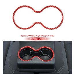 ABS Red Carbon Fiber Rear Cup Holder Trim Decoration for Dodge Charger 2010+ High Quality Interior Accessories