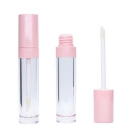 100pcs 6.5ml Lip Gloss Tube DIY Containers Empty Cosmetic Makeup Organizer With Pink Lid Round Refillable Bottles SN1871