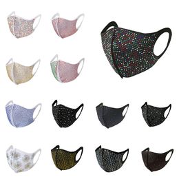 Fashion Colourful Mesh Face Masks Bling Diamond Party Mask Rhinestone Grid Net Mask Washable Sexy Hollow Mask for Women