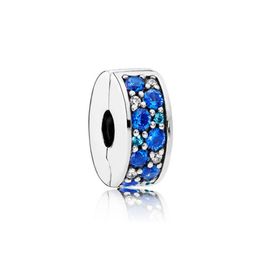 NEW 100% 925 Sterling Silver 1:1 Genuine Gem 791817NSBMX BLUE MOSAIC SHINING ELEGANCE Fit DIY Bracelet Original Women Wedding Gift
