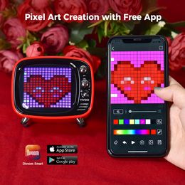 Freeshipping Portable Bluetooth speaker Smart Clock Alarm Pixel Art DIY by App LED Light Sign in decoration Unique gift