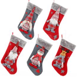 Faceless old man big Christmas sock forest Man Doll red Xmas socks Cartoon doll Xmas Tree Decorative Pendant kid candy gift bag da957