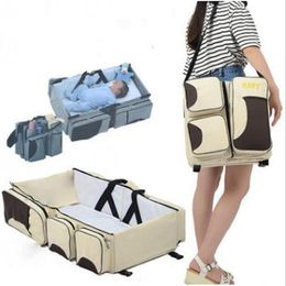 Folding Bed Diaper Bags Backpack Folding Bed Diaper Bags Waterproof Nursing Bag Travel Nappy Backpacks Fashion Handbag Baby Care Bed HHF993