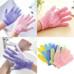 new Nylon Body Cleaning Shower Gloves Exfoliating Bath Glove Five Fingers Bath Bathroom Gloves Home Supplies 200pcs T500173