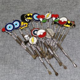 Hot Sale Wax Dabber tool with Skull Design stickers wax jar Dab tool 5 Colours 120mm free ship