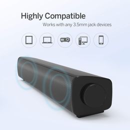 Freeshipping Desktop Computer Speaker Wired Soundbar Stereo USB Powered Mini Soundbar Speakers for PC Cell Phone Tablets Laptop Projector