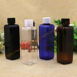 100ml clear/brown/blue/black square PET bottle with PP lid,essential oil/liquid/moisturizer/facial water container