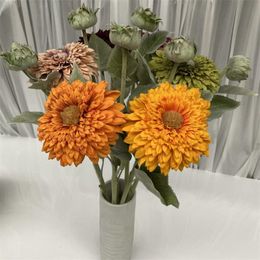 Fake Single Stem Sunflower (2 heads/piece) 28.74" Length Simulation Melaleuca Sun Flower for Wedding Home Artificial Flowers