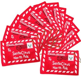 -Tela de Navidad de Santa Claus pequeño sobre rojo imprime el bolso de escuela de la oficina del escritorio del hogar Decoración Suministros creativo regalo del Año Nuevo