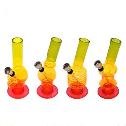 150mm Various Frosted Slim Acrylic Bong Twist Bubble Water Pipe All Designs Hookah Shisha Smoking Metal Pipe Glass Bong