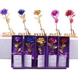 24k Gold Foil Plated Rose Artificial Long Stem Flower Creative Gifts for Lover Wedding Christmas Valentines Mothers Day Gifts Flower