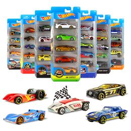 5pcs/lot Wholesale Wheels Random Styles Mini Race Cars Scale Models Miniatures Alloy Toy Hotwheels For Boys Birthday Gift