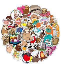 Pack of 50Pcs Wholesale Cartoon Cute Sloth Stickers Waterproof No-duplicate sticker For Kids Toys Notebook Skateboard Bottle Car decals